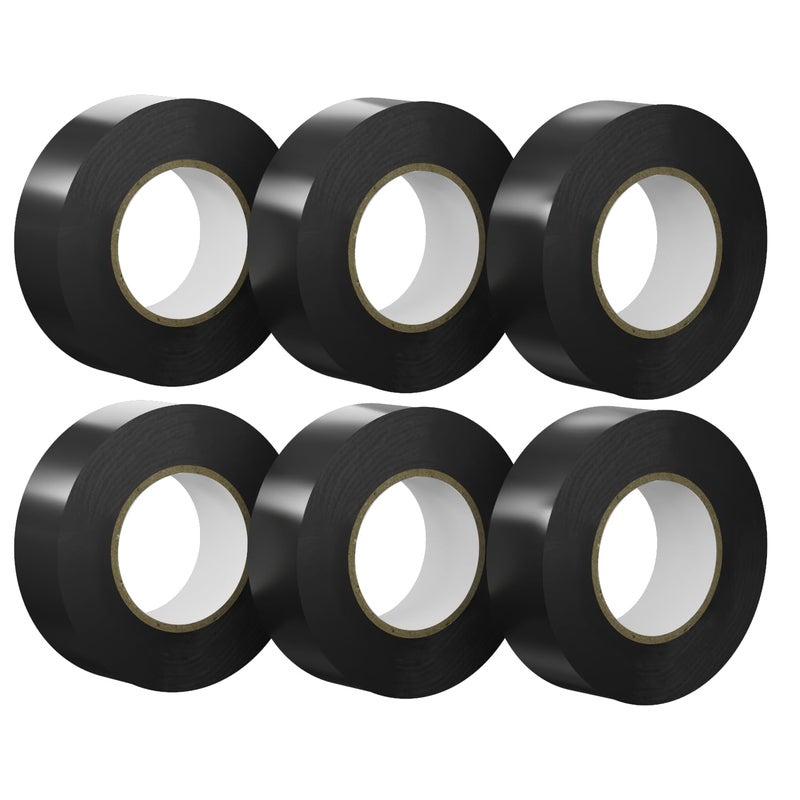 SWRT 6 Pack Black Electrical Tape Waterproof, 0.75 in x 66 FT High Temp Electric Tape Under 600V for All Weather - UV Protection - Flame Retardant - Image 1